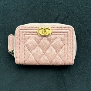 Authentic CHANEL Boy wallet in light Pink w/GHW